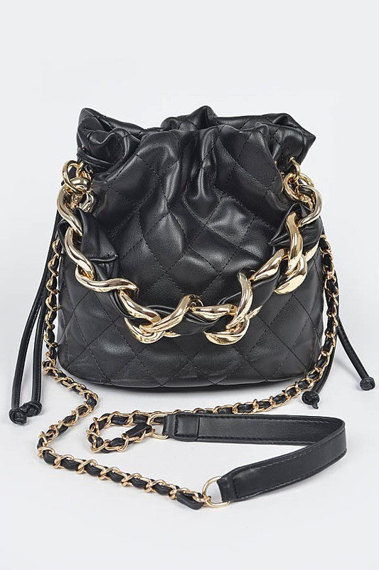 Quilted Chain Handle Bucket Bag (Pick Color)