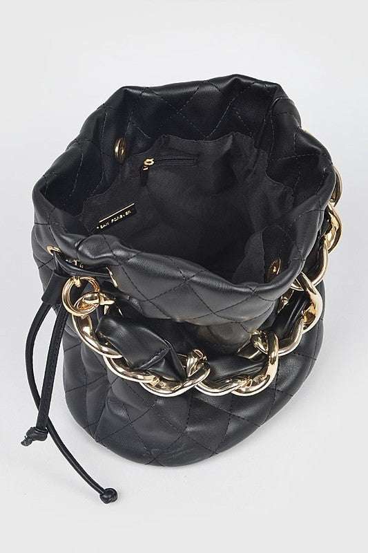 Quilted Chain Handle Bucket Bag (Pick Color)