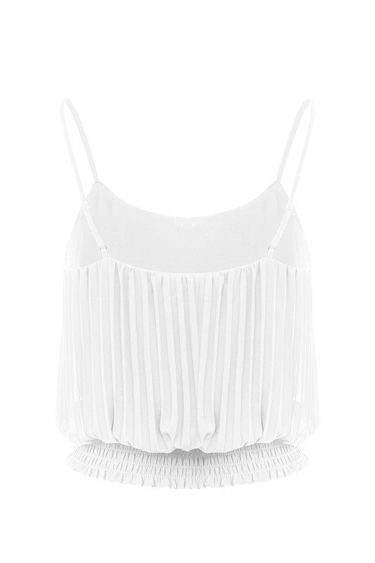 Pleated Smocking Stitch Waistband Top (Pick Color)