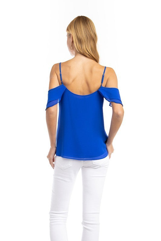 Ladder Trim Edge Cold Shoulder Top