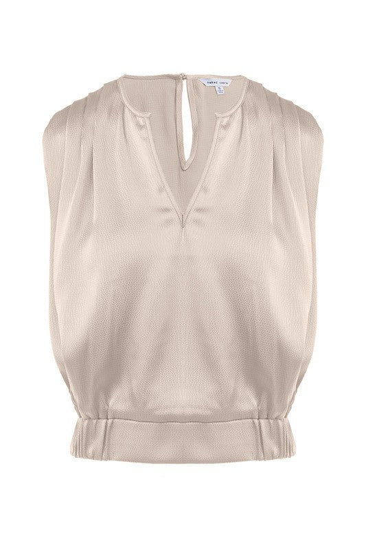 Pleat Detail Shoulders Top