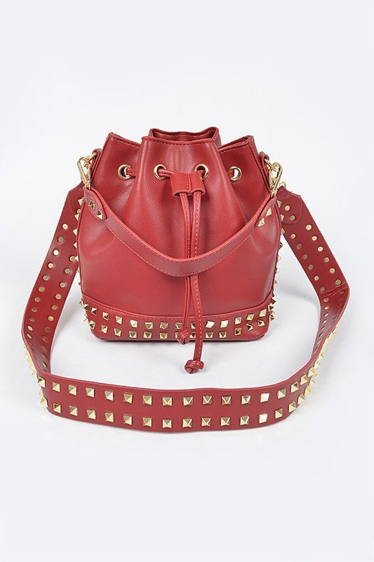 Studded Bucket Cross Body Bag (Pick Color)