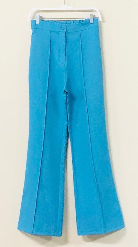 Solid Front Seam Wide Leg Dress Pants