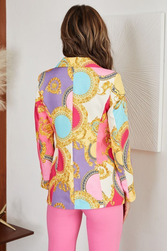 Geometric Print Blazer