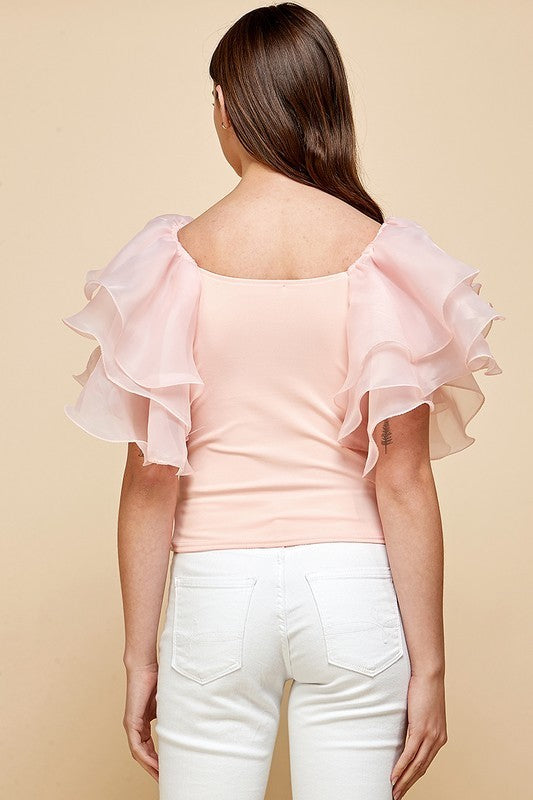 Statement Layered Ruffles Sleeve Top