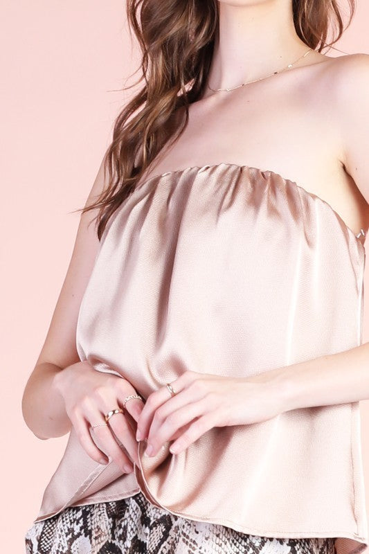 Satin Strapless Top