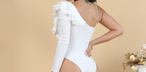 Ruffled One Long Sleeves Bodysuit (Pick Color)