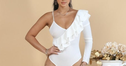 Ruffled One Long Sleeves Bodysuit (Pick Color)