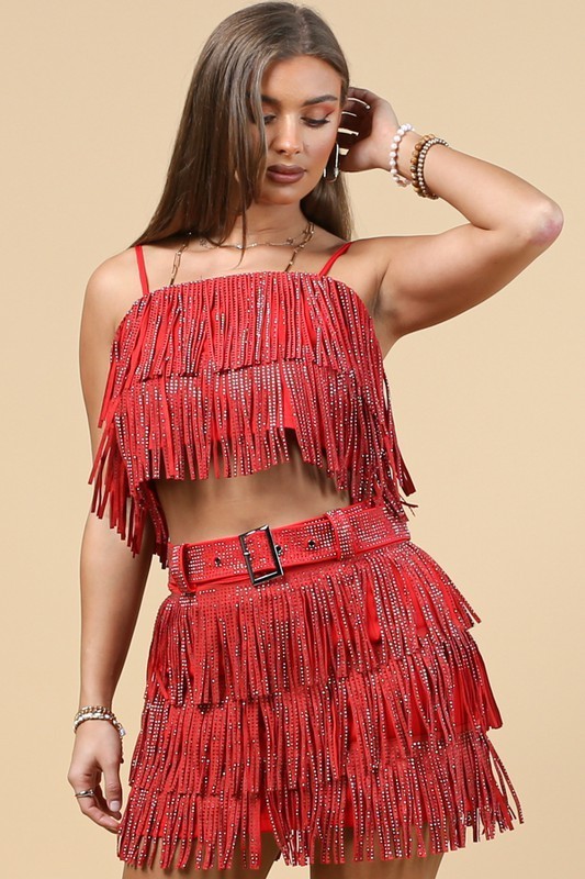 Metallic Fringe Skort (Pick Color)