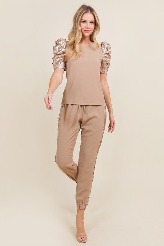 Side Sequin Detail Jogger