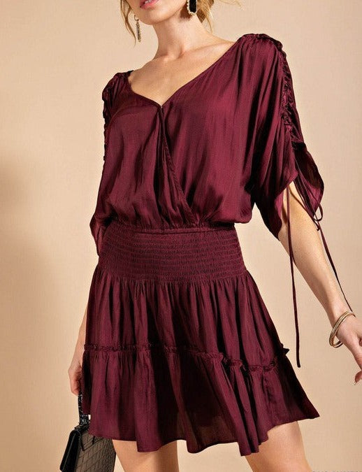 Dolman Sleeve Smocked Mini Dress