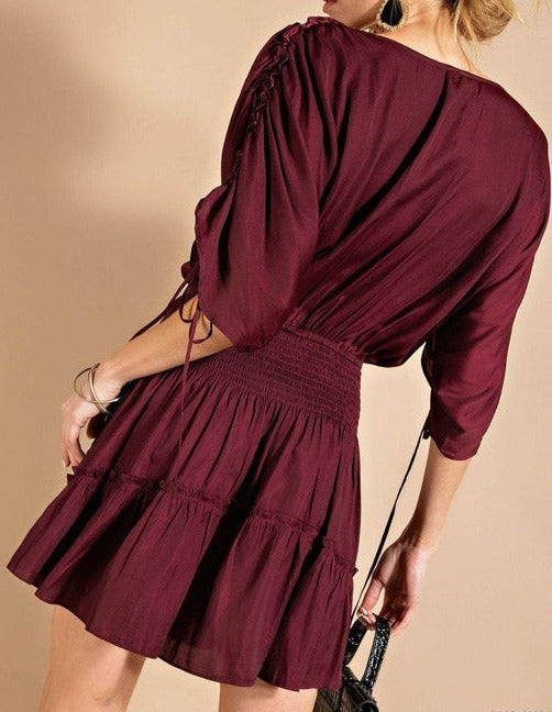 Dolman Sleeve Smocked Mini Dress