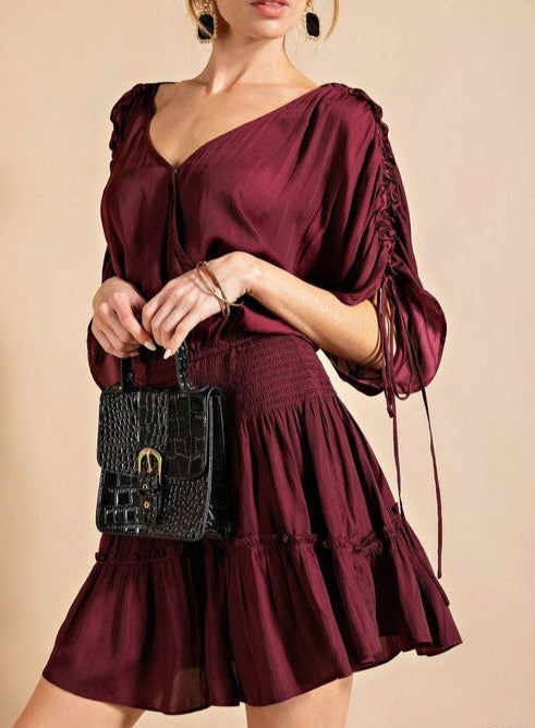 Dolman Sleeve Smocked Mini Dress