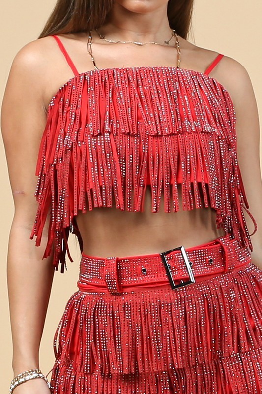 Fringe Sequin Crop Top