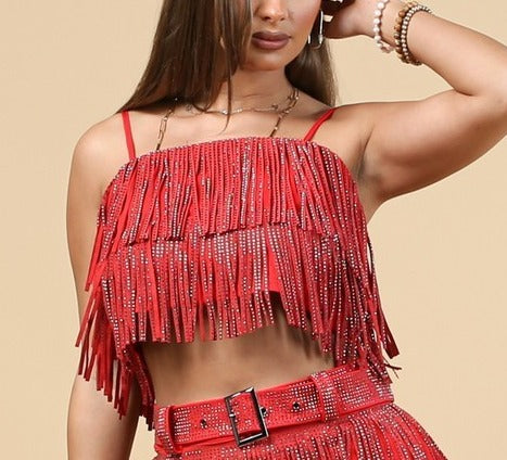 Fringe Sequin Crop Top