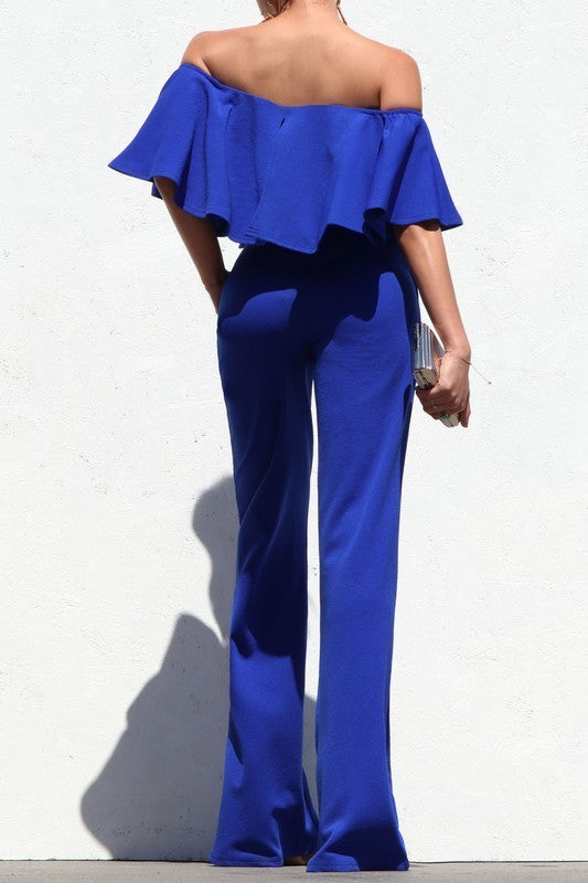 Off Shoulder Ruffle Jumpsuit