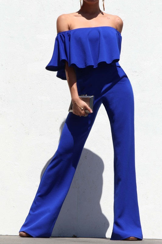 Off Shoulder Ruffle Jumpsuit