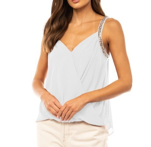 Chain Strap Overlap Tank Top