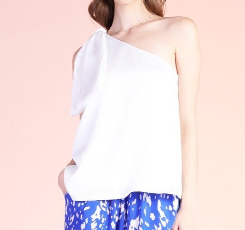 Hammered Satin One Shoulder Top