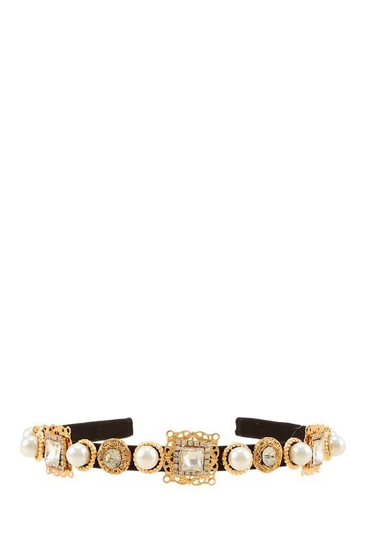 Rhinestone and Pearl Accent Head Band
