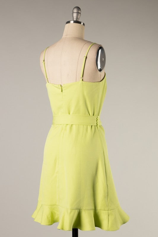 Ruffle Edge Detail Tie Dress