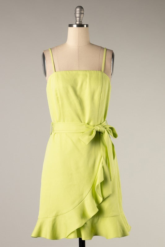 Ruffle Edge Detail Tie Dress