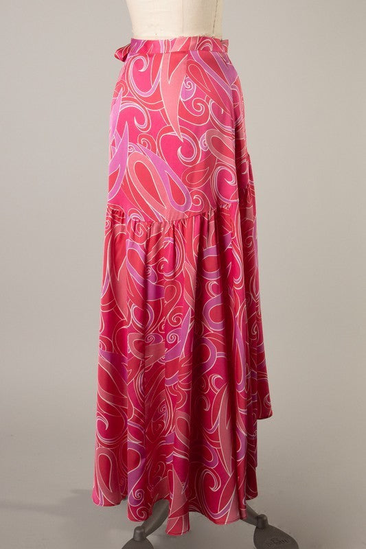 Paisley Print Satin Wrap Maxi S