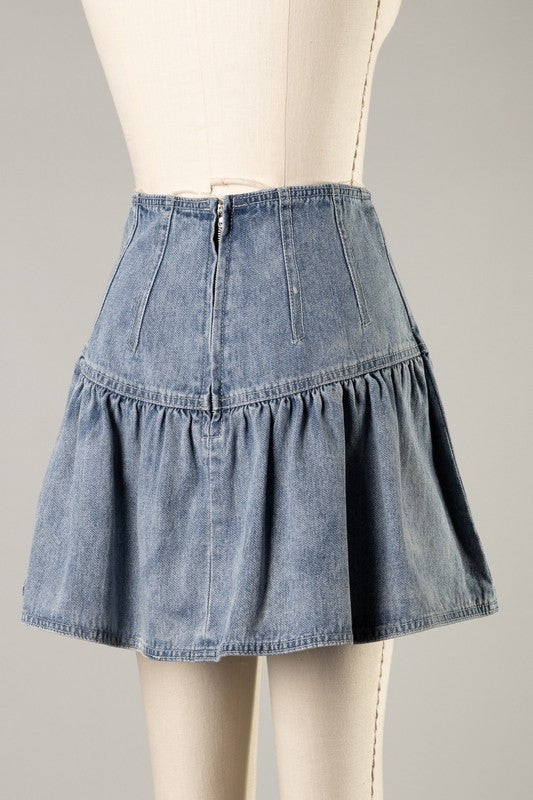 Ruffled Denim Skirt