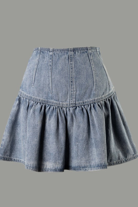 Ruffled Denim Skirt