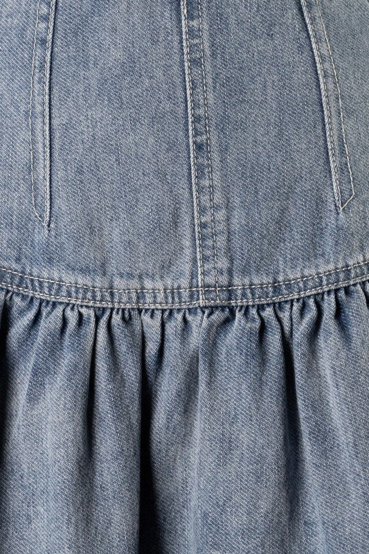 Ruffled Denim Skirt