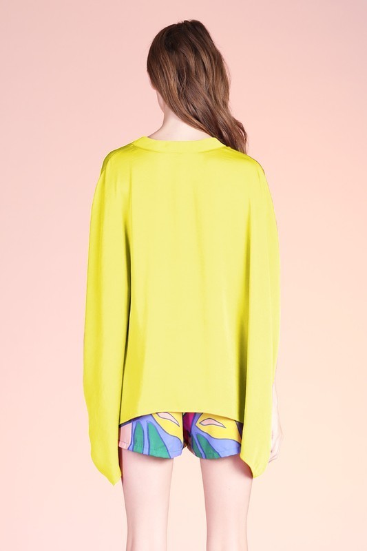 Silk Double Notched Caftan Top