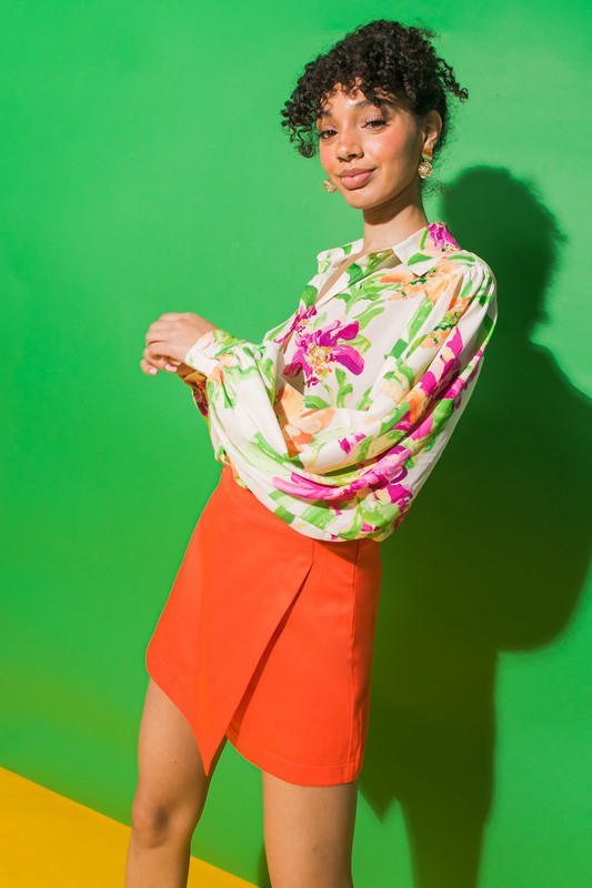Asymmetrical Front Hemline Skort