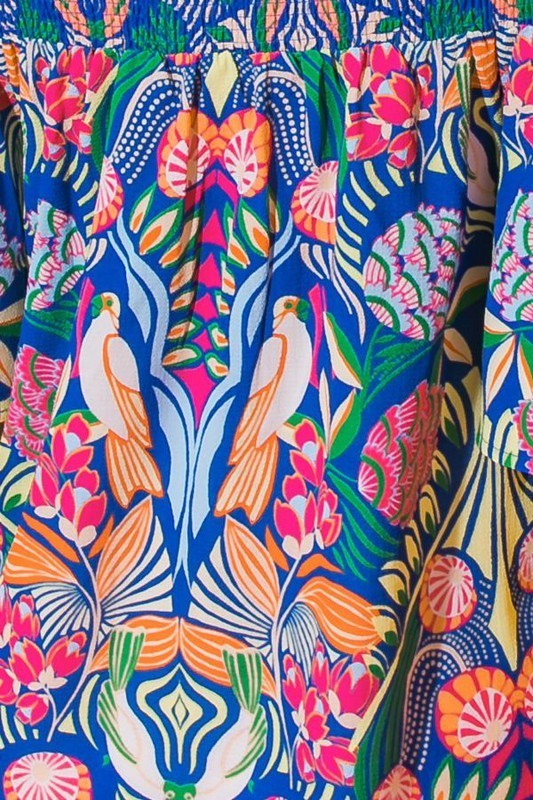 Folk Print Off Shoulder Top