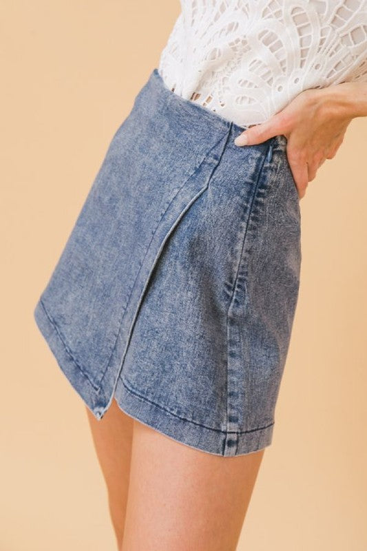 Acid Wash Skort
