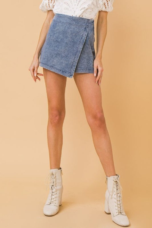 Acid Wash Skort