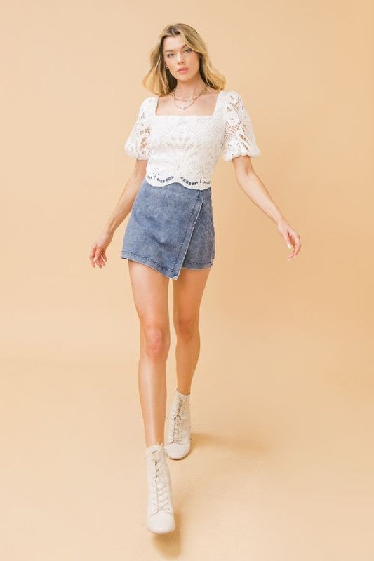 Acid Wash Skort