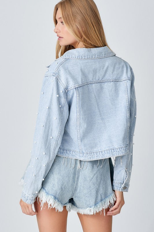 Pearl Detail Denim Jacket