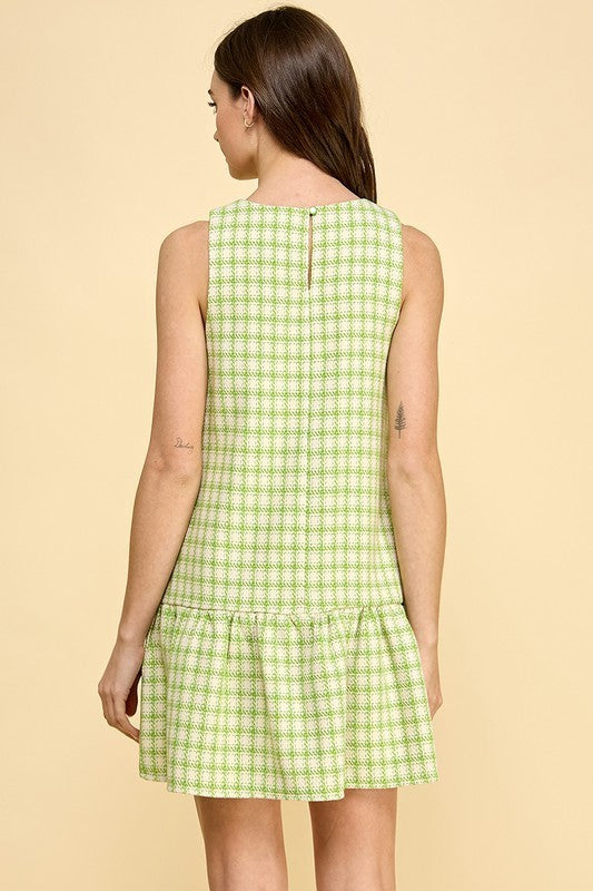 Dropped Waist Ruffle Hem Dress