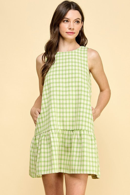 Dropped Waist Ruffle Hem Dress