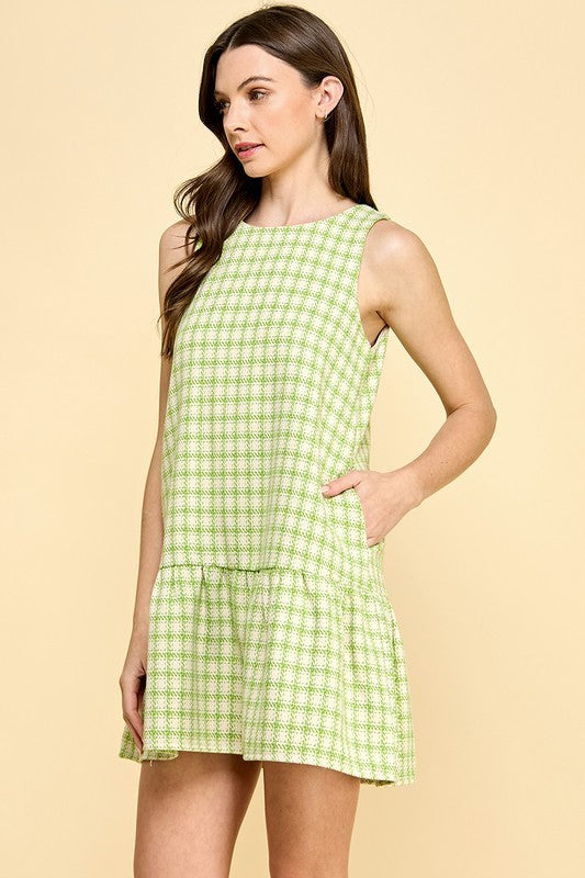 Dropped Waist Ruffle Hem Dress