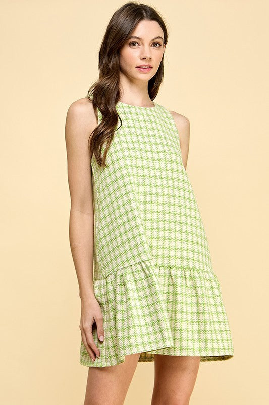 Dropped Waist Ruffle Hem Dress