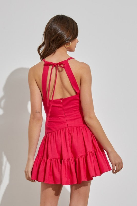 Ruffle Back Open Tie Dress