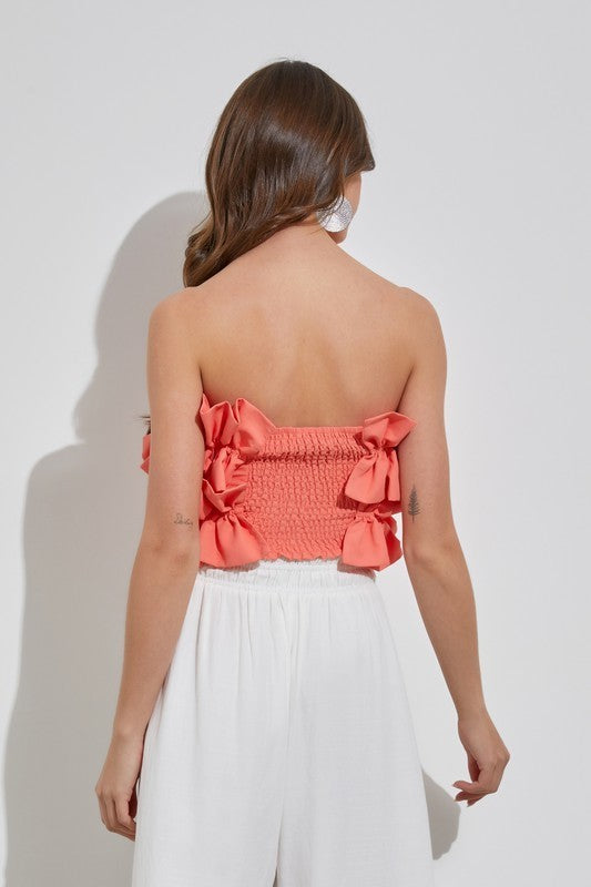 Crossed Ruffle Crop Top