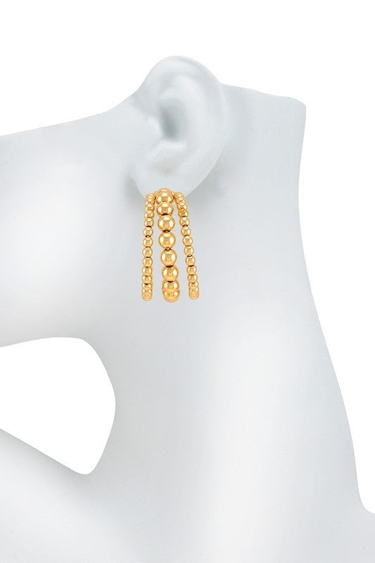 Three Lines Ball Hoop Earring (Pick Color)