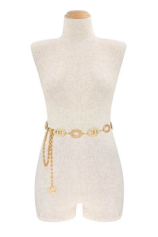 Circle and Double Circle Rhinestone Chain Belt