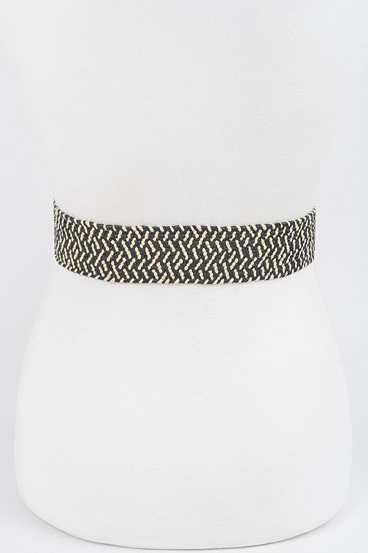 Oversized Round Bamboo Buckle Elastic Belt (Pick)
