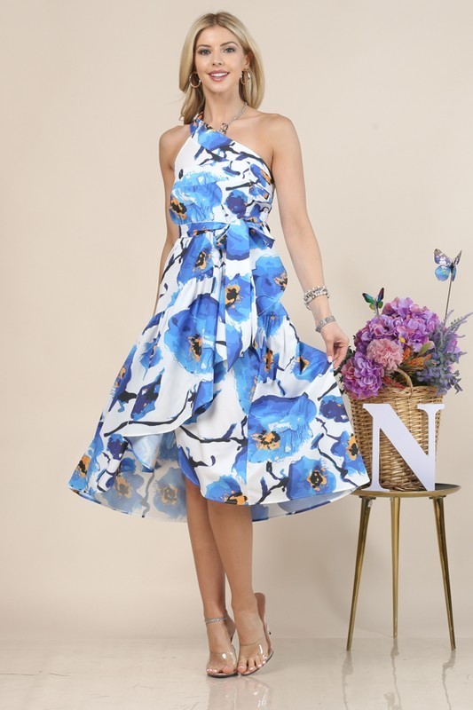 Big Blue Flower Wrap Skirt