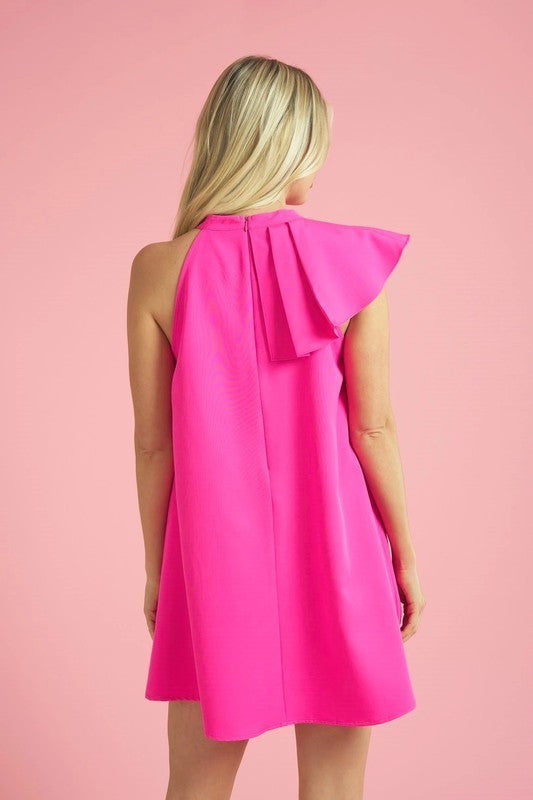 Halter Ruffle Shift Dress