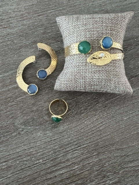 Turkish Blue, Green Bracelet & Ring Set