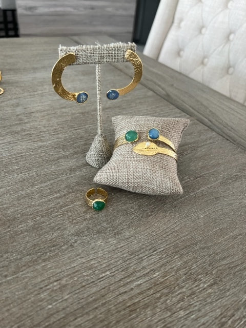 Turkish Blue, Green Bracelet & Ring Set